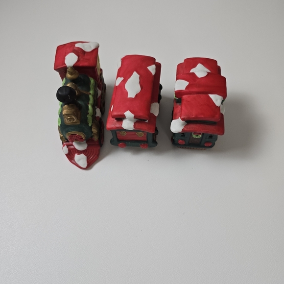 Holiday Trim 3 Piece Porcelain Santa Train Set Christmas Decor North Pole Xmas - Picture 8 of 13